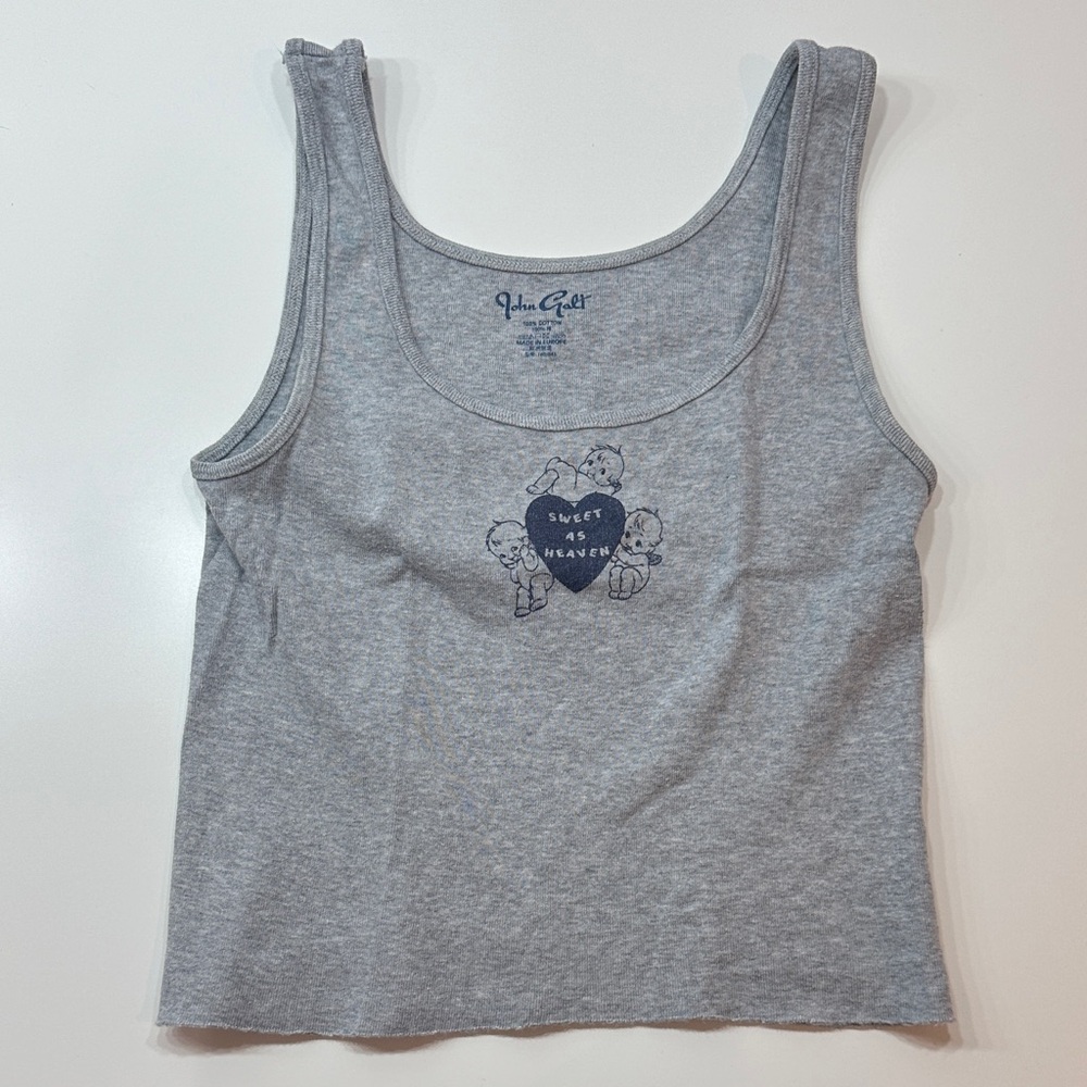 Grey Tank Top with Navy Graphic
